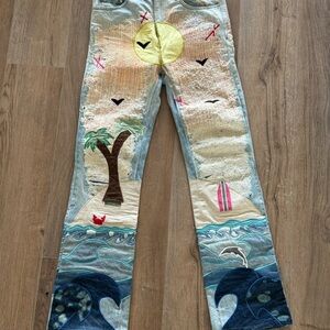 Embroidered Light Blue Jeans